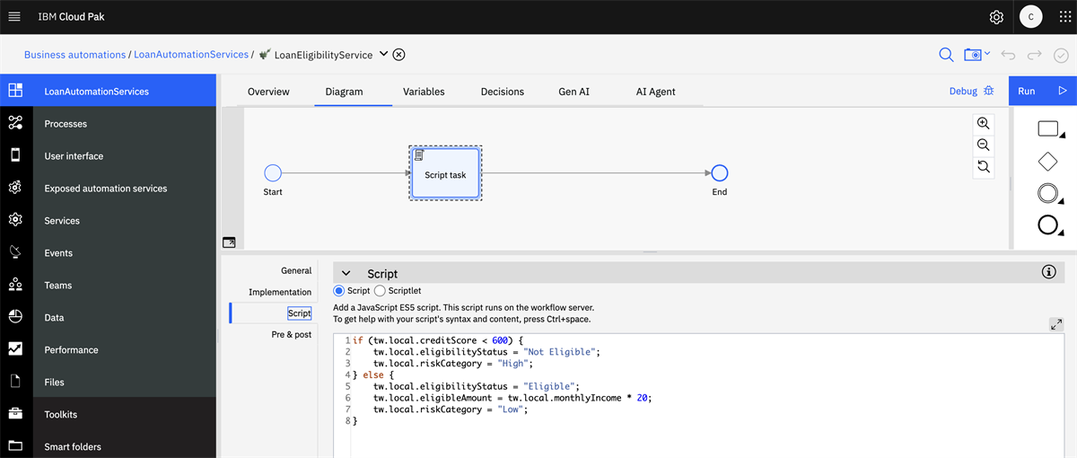 Script activity screenshot